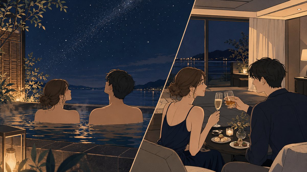 スイートルームでゆっくり過ごす夜
